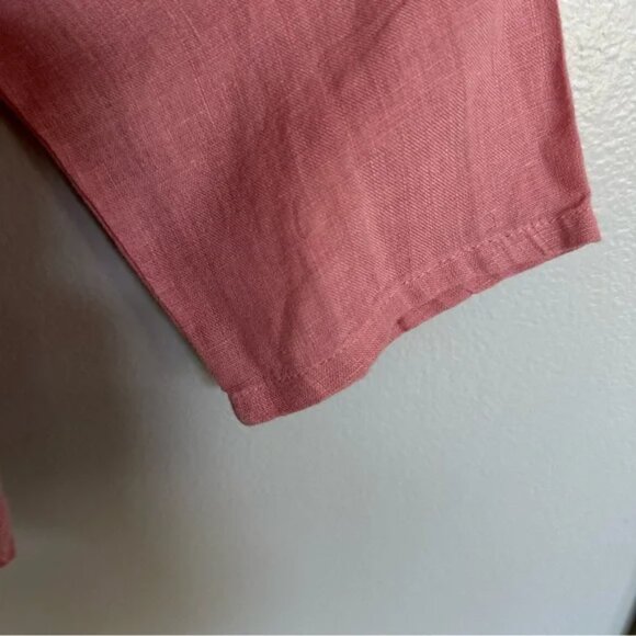 Flax 100% Linen Peplum Button Front Top - Picture 8 of 9